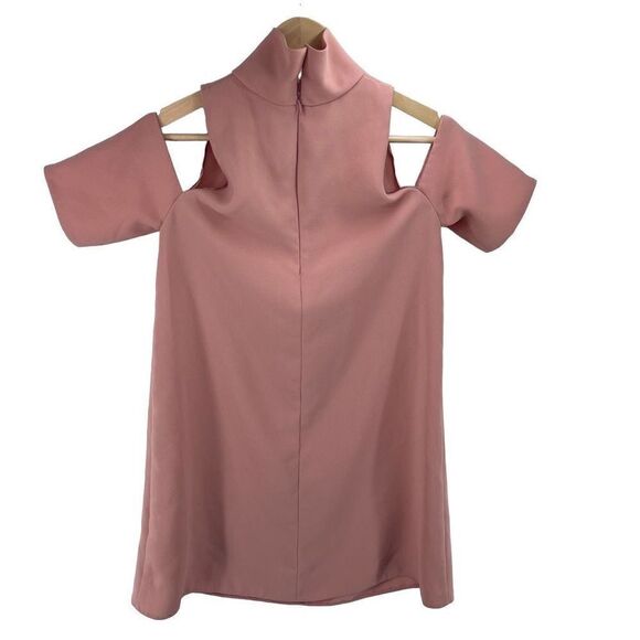 Topshop Women's Cold Shoulder Keyhole Mock Neck Dress Casual Pink Size 2 - Picture 4 of 12